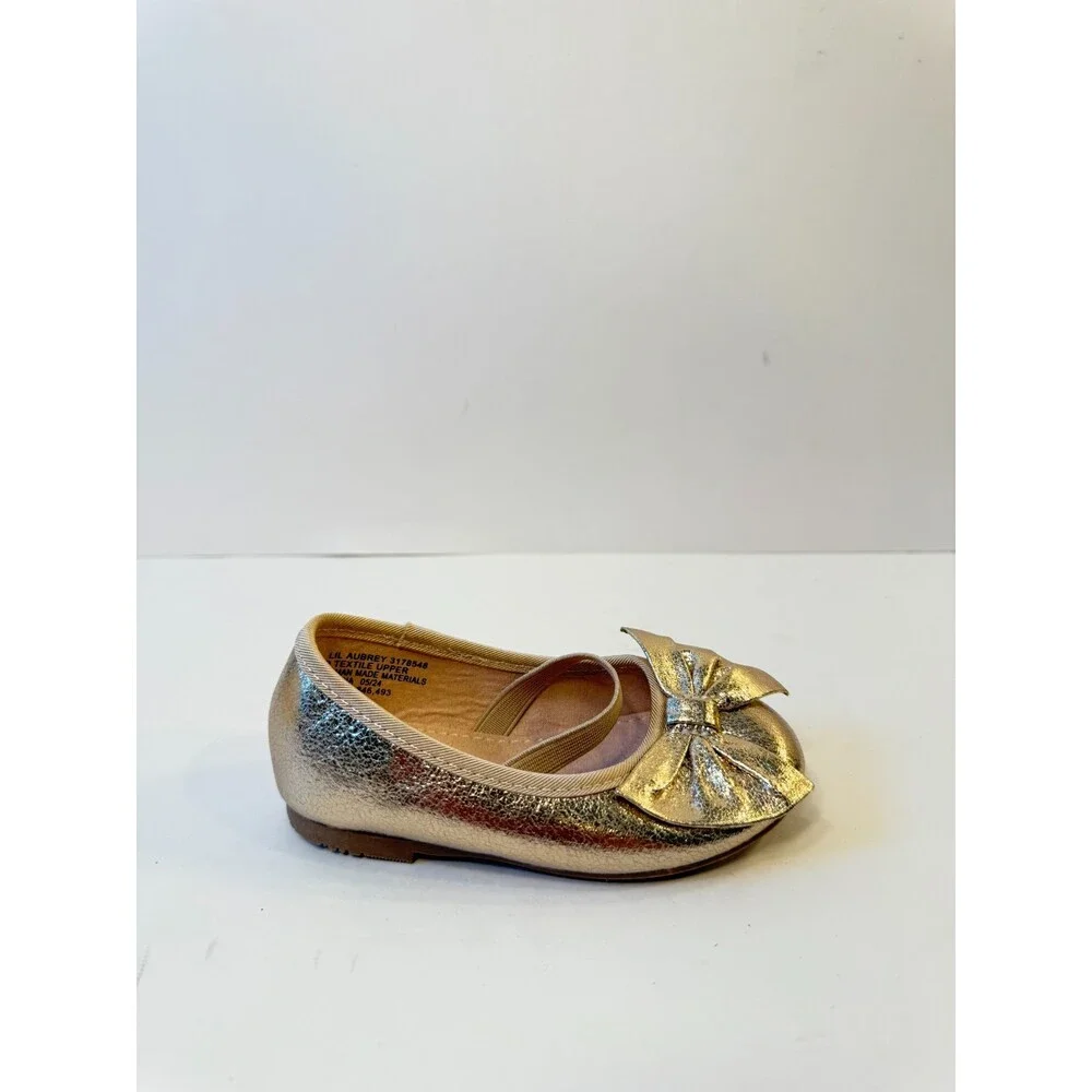 C47. Kelly & Katie Girls Flats Gold Giltter-US 6 Toddlers